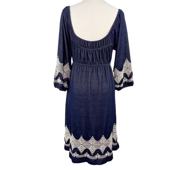 Uncle Frank/Anthropologie Blue Embroidered Peasant Dress NWOT Sz S MSRP: $150 - Picture 3 of 11